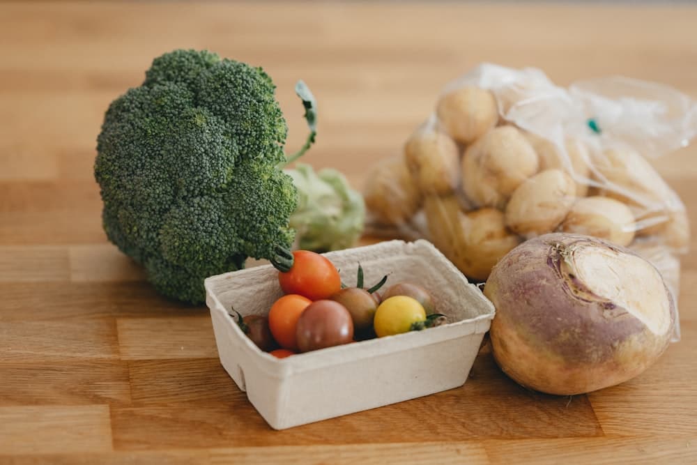 A selection of vegetables including broccoli and potatoes. Illustrative photo, not the finished recipe.